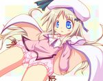  bad_id bad_pixiv_id blonde_hair bloomers blue_eyes cape chinese_clothes ebisuke fang hat little_busters! long_hair noumi_kudryavka solo underwear 