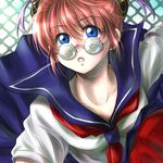  bun_cover double_bun gintama glasses kagura_(gintama) ranji school_uniform solo 