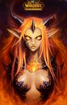  breasts cat_shi deathwing genderswap genderswap_(mtf) highres horns large_breasts long_hair monster_girl orange_eyes orange_hair personification pointy_ears solo warcraft world_of_warcraft 