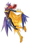  1girl barbara_gordon batgirl batman_(series) blue_eyes bodysuit cape dc_comics female full_body gloves highres latex long_hair mask petri red_hair redhead smile solo 