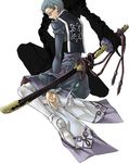  asbel_lhant blue_hair glasses hubert_ozwell male_focus multiple_boys sheath sheathed sonnnabakana sword tales_of_(series) tales_of_graces weapon white_background 