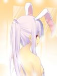  alternate_hairstyle animal_ears back bad_id bad_pixiv_id breasts bunny_ears extra_ears from_behind izumi_sai long_hair looking_back medium_breasts nape nude open_mouth ponytail purple_hair red_eyes reisen_udongein_inaba sideboob solo touhou upper_body 