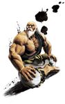  beard facial_hair gouken male_focus muscle official_art old scar sitting solo street_fighter street_fighter_iv_(series) 