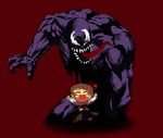  1girl crossover marvel red_background rumia symbiote touhou venom_(marvel) you_gonna_get_raped 