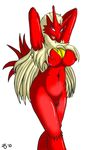  2010 abstract_background anthro avian blaziken blue_eyes breasts female fur hair long_hair nintendo nippels nipples plain_background pok&#233;mon pok&eacute;mon pubes pubic_hair red red_fur red_nipples red_skin simple_background solo tail ticklishways video_games white_background zp92 