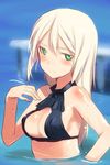  bikini_top blonde_hair day green_eyes heinrike_prinzessin_zu_sayn-wittgenstein long_hair noble_witches outdoors shimada_fumikane solo swimsuit water world_witches_series 