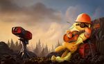  crossover engineer_(team_fortress_2) equine eyewear female feral friendship_is_magic glove goggles guitar hasbro horse machine mammal mechanical moe my_little_pony pony sky team_fortress_2 turret 