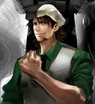 airspace bad_id bad_pixiv_id beard brown_eyes brown_hair clenched_hand face facial_hair hat kaburagi_t_kotetsu male_focus realistic smile solo tiger_&amp;_bunny 