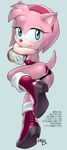  amy_rose blue_eyes boots butt female hedgehog japanese_text pey sega skimpy sonic_(series) tagme tail 