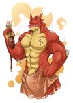  &hearts; abs after_shower biceps big_muscles blush buff bulge claws collar dragon horn huge_muscles kokuhane leash letter male muscles nude pecs penis plain_background razul scalie solo standing tattoo topless towel 