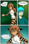  blue_hair comic dialog english_text feline female flora_(twokinds) hair human male mammal text tiger tom_fischbach trace_legacy twokinds 