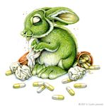  drooling kyoht_luterman lagomorph mammal pills plain_background rabbit saliva solo tissue white_background 