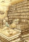  black_hair book bookshelf highres male_focus mouse multiple_boys mymy421 nezumi_(no.6) no.6 reading room shion_(no.6) short_hair sketch white_hair 