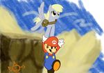  crossover derp derpy_hooves_(mlp) duo equine female feral flying friendship_is_magic hair hasbro horse human male mammal mario mario_bros my_little_pony nintendo paper_mario pegasus pony unknown_artist video_games wings yellow_eyes 
