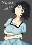  black_hair blue_eyes breasts crossed_arms dress large_breasts shiina_mayuri smile steins;gate 