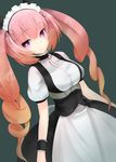  :3 akiha_rumiho animal_ears breasts cat_ears choker drill_hair light_smile maid maid_headdress medium_breasts ogadenmon pink_eyes simple_background solo steins;gate twintails 