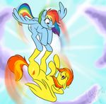  altered_reflection blue_fur brown_eyes c4tspajamas cutie_mark equine falling female feral flying friendship_is_magic fur hasbro horse mammal my_little_pony nude pegasus pony rainbow_dash_(mlp) red_eyes spinning spitfire_(mlp) wings wonderbolts_(mlp) 