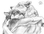  anthro black_and_white blotch canine couple crying duo greyscale male mammal monochrome plain_background tears white_background wolf 