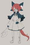  animal_ears blue_eyes boots bow capelet cat_ears coat copyright_request extra_ears glasses gloves long_hair ponytail red_hair ribbon slit_pupils solo spot_color very_long_hair yokoe_(mealtime) 
