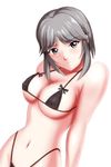  bikini black_eyes breasts highleg highleg_bikini highleg_swimsuit large_breasts shinjou_serika shopyun short_hair silver_hair solo swimsuit tokimeki_memorial tokimeki_memorial_3 underboob 