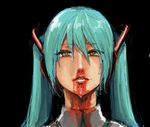  album_cover andrew_wk aqua_eyes aqua_hair bad_id bad_pixiv_id blood bloody_nose cover face hatsune_miku i_get_wet long_hair osakana_(denpa_yun'yun) parody portrait solo twintails vocaloid 