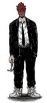  bad_id bad_pixiv_id dorohedoro full_body hammer hand_in_pocket heart_(organ) male_focus mask moha necktie shin_(dorohedoro) shoes simple_background sneakers solo tuxedo 