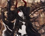  black_gold_saw black_hair black_rock_shooter chains dark female girl horns long_hair red_eyes 