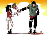  1girl arabagi bandages black_hair blush bouquet couple flak_jacket flower forehead_protector hetero konohagakure_symbol naruto naruto_(series) sarutobi_asuma yuuhi_kurenai 