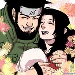  1girl arabagi baby black_hair couple family forehead_protector happy hetero hug konohagakure_symbol lowres naruto naruto_(series) sarutobi_asuma sarutobi_mirai smile yuuhi_kurenai 