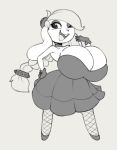  2019 angstrom anthro armwear big_breasts braided_hair breasts broodals buckteeth clothed clothing digital_media_(artwork) elbow_gloves eyelashes female gloves hair hand_on_hip hariet_(mario) huge_breasts lagomorph long_hair mammal mario_bros monochrome nintendo open_mouth rabbit simple_background solo super_mario_odyssey teeth video_games 