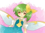  bad_id bad_pixiv_id close-up closed_eyes daiyousei green_hair hammer_(sunset_beach) smile solo touhou wings 