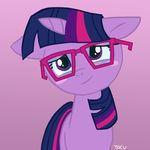  cool_colors equine eyewear female feral friendship_is_magic glasses hair hasbro horn horse mammal my_little_pony pink_background plain_background pony purple_eyes smile solo twilight_sparkle_(mlp) two_tone_hair unicorn unknown_artist 