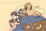  dark_skin el_shaddai enoch high_ponytail jewelry lips lucifel_(el_shaddai) nanna_(el_shaddai) sleeping 