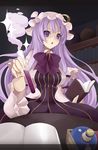  :&lt; adapted_costume bad_id bad_pixiv_id book bottle brooch hat jewelry long_hair patchouli_knowledge potion purple_eyes purple_hair solo sparkle symbol-shaped_pupils tawara_hiryuu touhou very_long_hair vial 