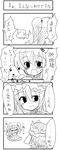  4koma buuwa comic cuddling dog greyscale hat monochrome multiple_girls onozuka_komachi shiki_eiki touhou translation_request 