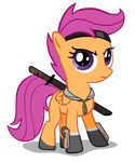  cub equine female feral friendship_is_magic hasbro mammal my_little_pony pegasus plain_background scootaloo_(mlp) solo sword transparent_background unknown_artist warrior weapon wings young 