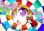  basket blonde_hair body_mahattaya_ginga brown_hair bug butterfly chen close-up closed_eyes colorful face hat insect mouse multiple_girls multiple_tails nazrin nazrin_(mouse) open_mouth psychedelic purple_eyes star star-shaped_pupils symbol-shaped_pupils tail touhou yakumo_yukari 