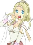  belt blonde_hair blue_eyes cape detached_sleeves female final_fantasy final_fantasy_iv hair_ornament leotard long_hair lowres okura okurapuchi open_mouth ponytail rosa_farrell shoulder_pads solo tiara 