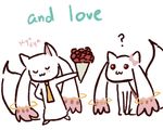  ? blush bouquet bow comic english flower hair_bow hikusa kyubey lowres mahou_shoujo_madoka_magica necktie no_humans proposal 