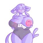  anthro big_breasts blush breasts chubby eeveelution espeon female huge_breasts lamm nintendo nipples plain_background pok&#233;mon pokemon solo swimsuit video_games white_background wide_hips 