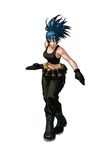  bandolier blue_eyes blue_hair boots crop_top earrings explosive gloves grenade jewelry leona_heidern long_hair midriff military navel official_art ogura_eisuke ponytail solo tank_top the_king_of_fighters the_king_of_fighters_xiii toned 