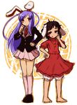  :p animal_ears bamboo barefoot blazer bloomers blush blush_stickers brown_hair bunny_ears carrot carrot_necklace dress inaba_tewi jacket jewelry kingin long_hair multiple_girls necklace necktie pendant pleated_skirt purple_hair red_eyes reisen_udongein_inaba shoes short_hair sketch skirt tears thumbs_up tongue tongue_out touhou underwear 