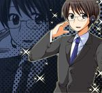  formal glasses headphones hiyama_kiyoteru male_focus necktie solo sparkle suit vocaloid 
