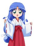  blue_hair fushigiboshi_no_futago_hime green_eyes highres japanese_clothes long_hair miko rein sugimura_tomokazu 