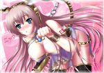  animal_ears blue_eyes blush breasts chain cleavage headphones large_breasts long_hair megurine_luka nohoho_(kakikonchi) pink_hair solo thighhighs vocaloid 