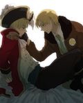  america_(hetalia) axis_powers_hetalia bad_id bad_pixiv_id blonde_hair bomber_jacket glasses hat jacket male_focus multiple_boys pirate pirate_hat sawa2 united_kingdom_(hetalia) yaoi 