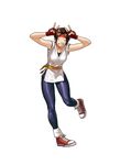  brown_hair grin official_art ogura_eisuke ryuuko_no_ken smile solo the_king_of_fighters the_king_of_fighters_xiii v yuri_sakazaki 