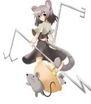  animal animal_ears basket capelet dowsing_rod foreshortening full_body grey_hair highres looking_back midriff mouse mouse_ears nazrin red_eyes short_hair smile solo touhou transparent_background zaki_(artist) 