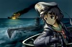  anchor binoculars black_hair das_boot fat_(artist) green_eyes hat kriegsmarine military military_hat military_uniform mittens murasa_minamitsu peaked_cap sailor sailor_hat short_hair solo submarine touhou uniform watercraft world_war_ii 