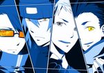  aragaki_shinjirou beanie brown_eyes glasses gloves hat male_focus mochizuki_ryouji multiple_boys natsume_(pixiv484205) persona persona_3 sanada_akihiko scarf shirato_jin turtleneck yellow_eyes 